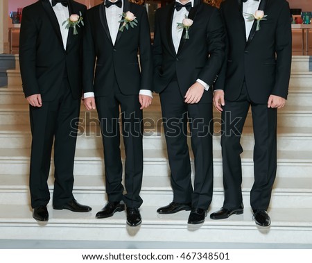 Groom With Best Man And Groomsmen At Wedding Royalty-Free Stock Photo #467348501