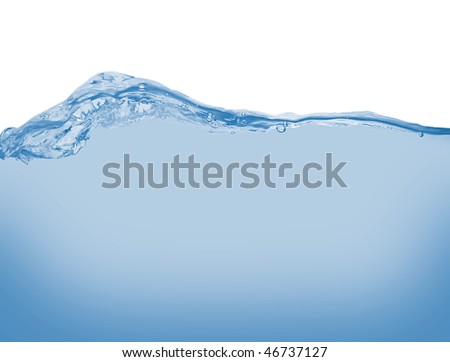 pure water wave with splashes and bubbles