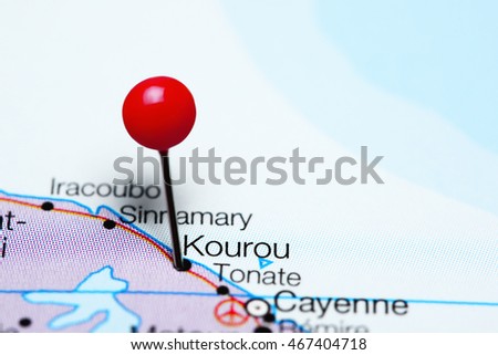 Kourou pinned on a map of French Guiana
