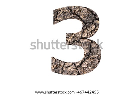 The number "3" with earth-cracked surface texture inside