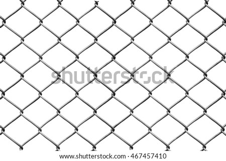 steel wire mesh fence isolate on white Royalty-Free Stock Photo #467457410