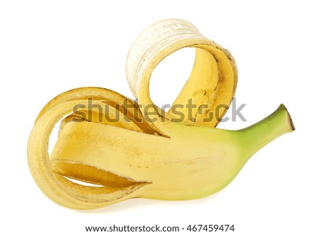 Banana peel on a white background, close up
