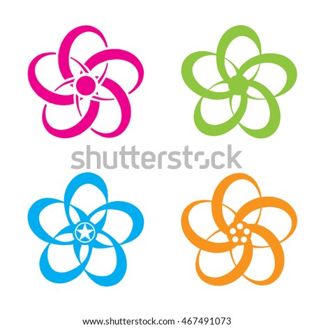 Abstract star floral logo, vector design