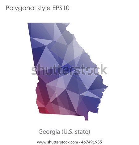 Georgia state map in geometric polygonal style.Abstract gems triangle,modern design background. Vector illustration EPS10