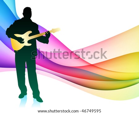 Guitar Musician on Colorful Abstract Background Original Vector Illustration