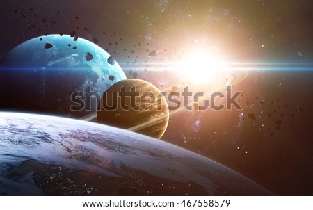 Abstract scientific background - planets in space, nebula and stars. Elements of this image furnished by NASA nasa.gov