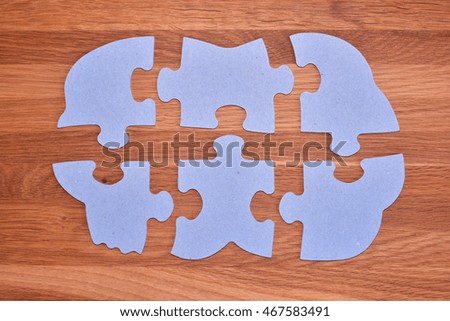 Creating or building own business concept. Puzzle piece, construction and development, build construct, idea and success, solution and growth