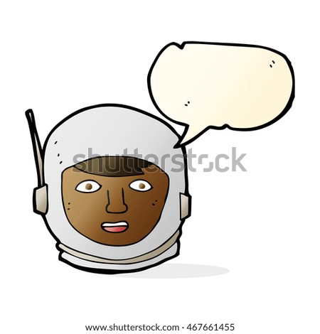cartoon astronaut head with speech bubble