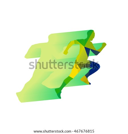 Bright colorful jogger silhouette. Isolated runner icon with blend on white background