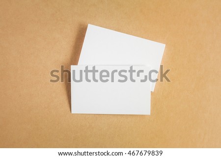 Blank business cards on recycled paper background