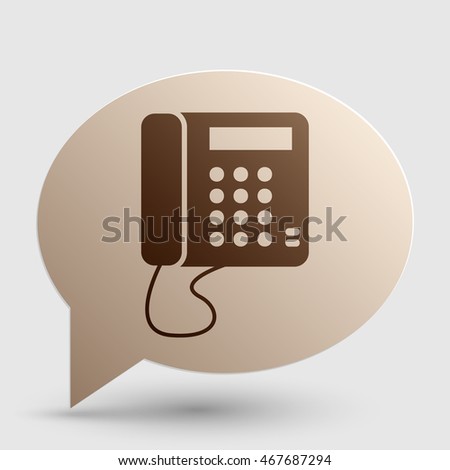 Communication or phone sign. Brown gradient icon on bubble with shadow.