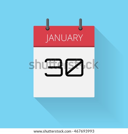 January 30, Daily calendar icon, Date and time, day, month, Holiday, Flat designed Vector Illustration