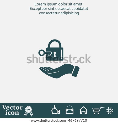 white lock icon in flat hands