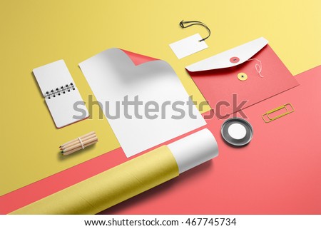 Branding stationery mockup scene, blank objects for placing your design. Royalty-Free Stock Photo #467745734
