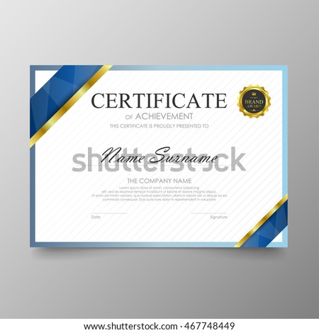 Certificate template awards diploma background vector modern value design and luxurious elegant.Illustration layout cover leaflet horizontal in A4 size pattern.