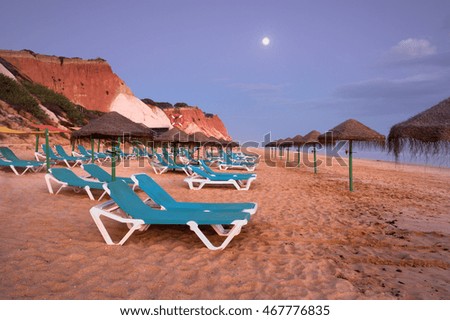 loungers to rest ,
Beach cliff, Algarve, Portugal