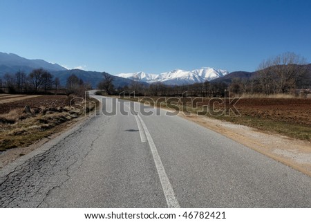Greece mountain with route