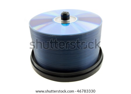 Spindle computer disks isolated on a white background