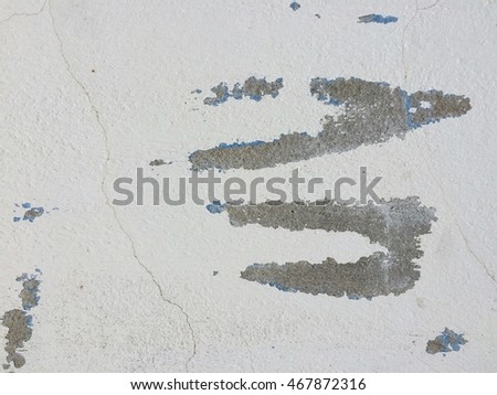 Old dirty white paint concrete crack wall texture background