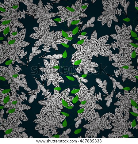 Seamless colorful background.Colorful and white doodles flowers and leafs with gradient shadows. Vector illustration.
