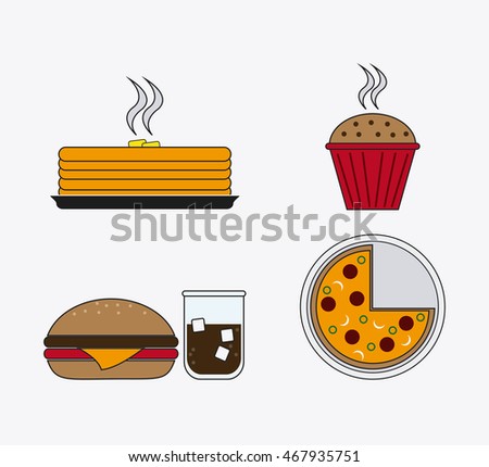 cake hamburger soda muffin pizza catering service menu food icon