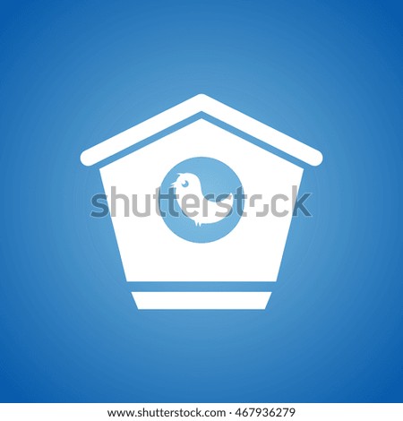 Bird House Icon on blue color.
