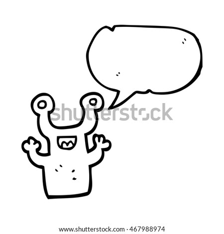 freehand drawn speech bubble cartoon little alien