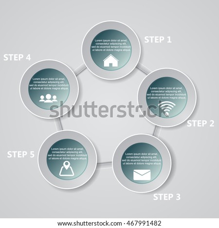 5 Steps chart template/graphic or website layout. Vector.