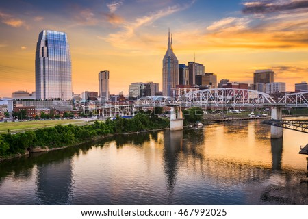 Skyline of downtown Nashville, Tennessee, USA. Royalty-Free Stock Photo #467992025