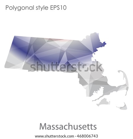Massachusetts state map in geometric polygonal style.Abstract gems triangle,modern design background. Vector illustration EPS10