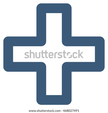 Plus vector icon. Style is linear flat icon symbol, blue color, white background.