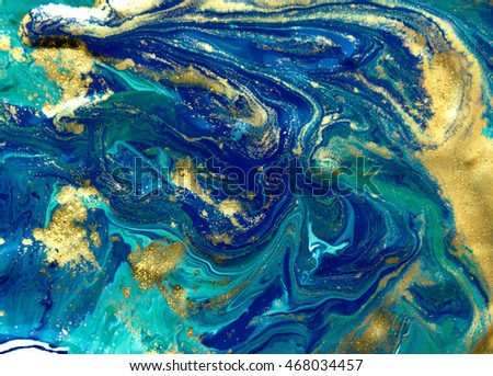 Marbled blue abstract background. Liquid marble pattern. Royalty-Free Stock Photo #468034457