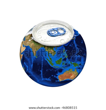 Earth planet as aluminum can isolated on a white