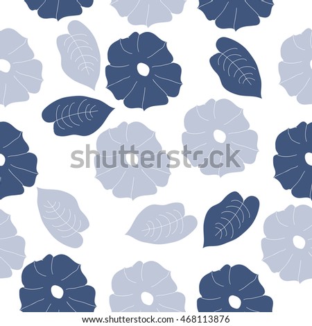 Seamless    pattern of floral motif,  doodles,  object,flowers, leaves, ellipses, hole. Hand drawn.