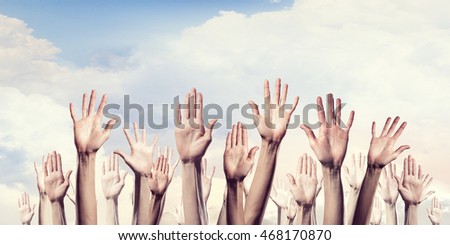Hands showing gestures . Mixed media