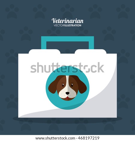 dog cartoon medical kit veterinarian pet clinic icon, vector illustration
