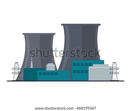flat design nuclear plant icon vector illustration