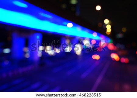 Artistic style - Vintage style, Defocused urban abstract texture bokeh city lights & traffic jams in the background with blurring lights.

