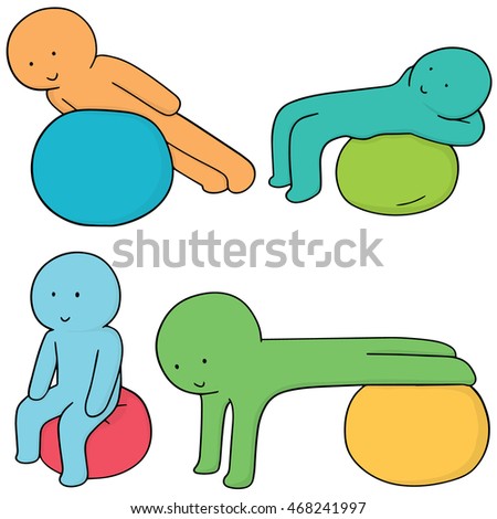 vector set of people and exercise ball