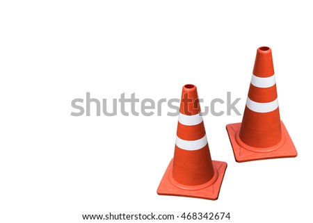 Two orange traffic cone; Isolated 