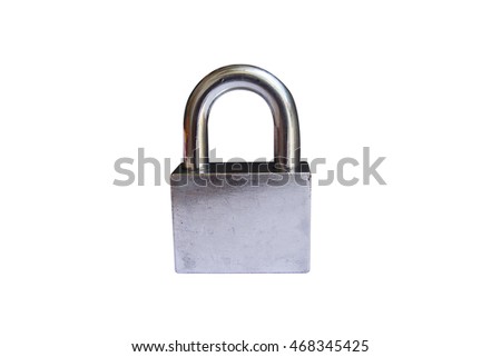 Metal padlock isolated on white background