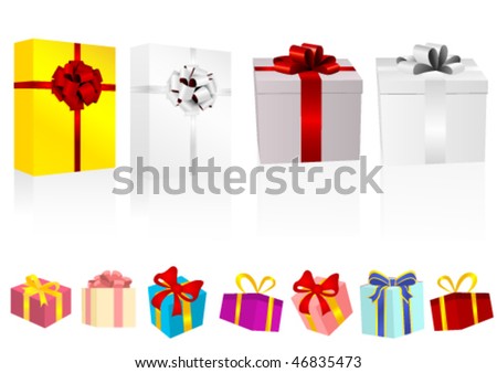 Set of detailed present isolated on white background