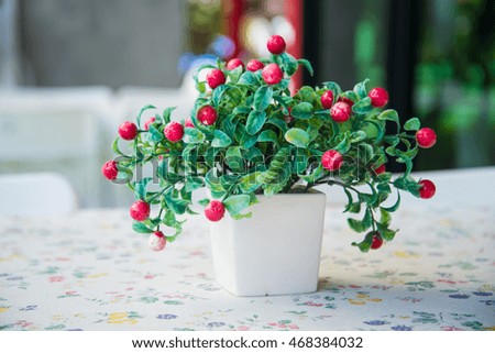 Flower pots placed on a table.