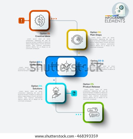 Vector illustration process infographics with rounded rectangles. Can be used for workflow layout, banner, diagram, web design, presentations. Infochart template.