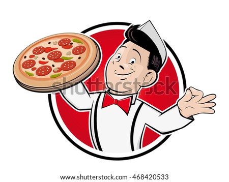 happy pizza man sign