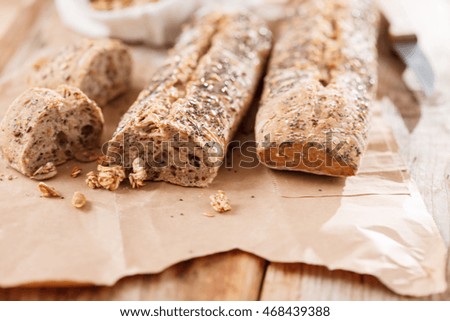 bread on wood background