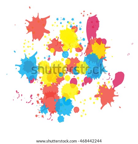Background with colorful spots and sprays on a white. Vector illustration.