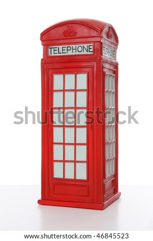 Old British red phone booth isolated on white