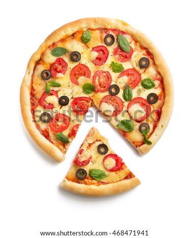 margarita pizza isolated on white background Royalty-Free Stock Photo #468471941