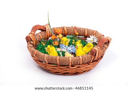 Easter eggs in basket for decoration